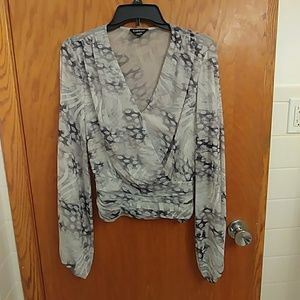 Bebe Long Sleeve Sheer Blouse